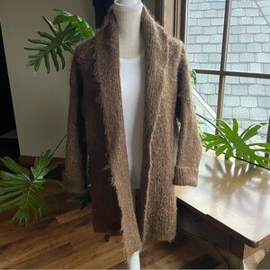 Vintage Susan Bristol 90s Chocolate Brown Shaggy Mohair Open Cardigan